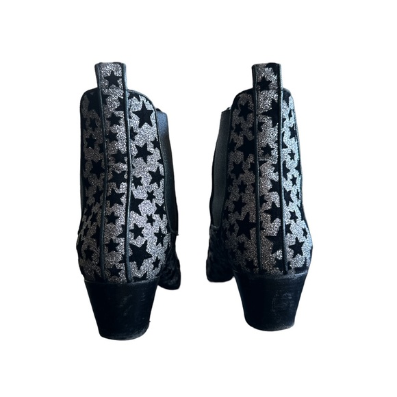 Saint Laurent ankle boots 6.5 Silver and Black Velvet Stars - Picture 5 of 5